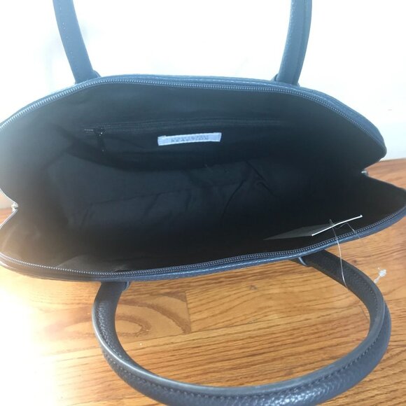 Kenneth Cole Signature Monogram Navy Blue Cruise Dome Satchel Purse Handbag Bag - Picture 9 of 11